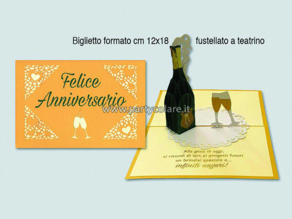 Biglietto Auguri Pop-Up 12x18 cm Felice Anniversario *