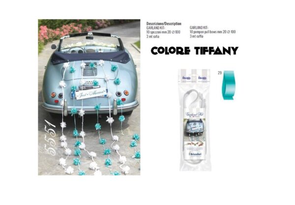 10 Fiocchi diametro 10 cm + 3 metri Rafia Verde Tiffany