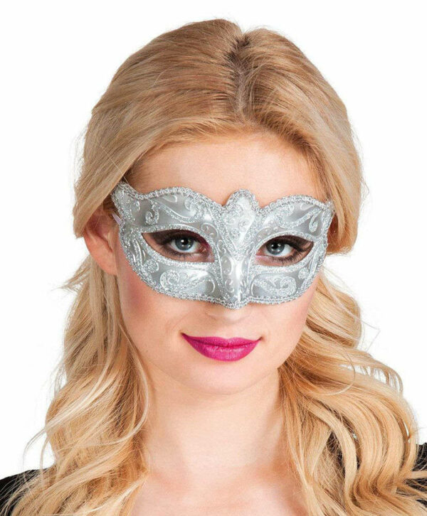 Maschera Veneziana per adulto Argento *