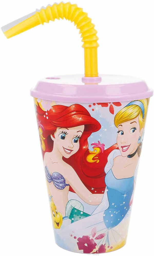 Bicchiere con Coperchio e Cannuccia Principesse Disney *