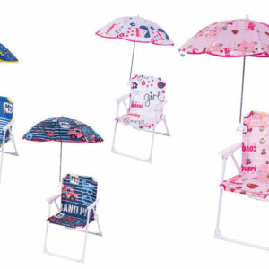 Sedia Bimbi con Ombrello 37x25x52 cm – 4 colori assortiti *