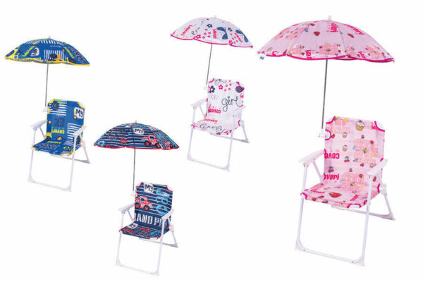 Sedia Bimbi con Ombrello 37x25x52 cm - 4 colori assortiti *