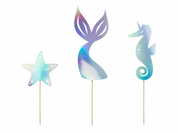 Cake Topper in Carta Mermaid 3 pz *