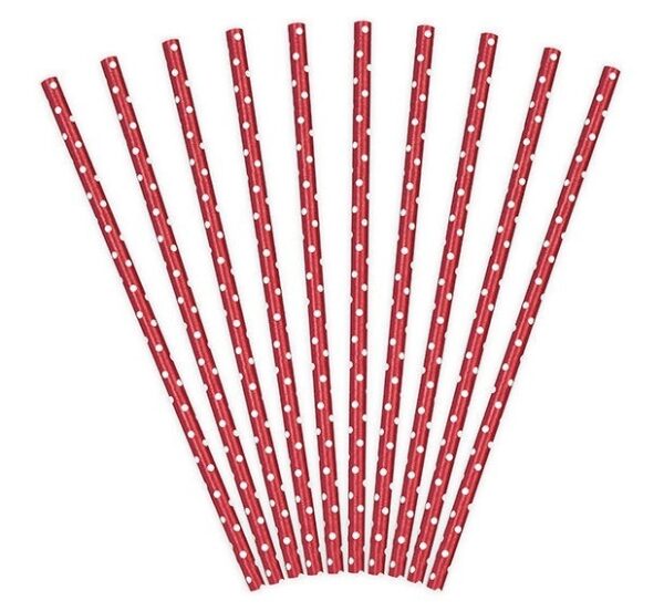 Cannucce in carta 19,5 cm Rosso con pois Bianco 10 pz *