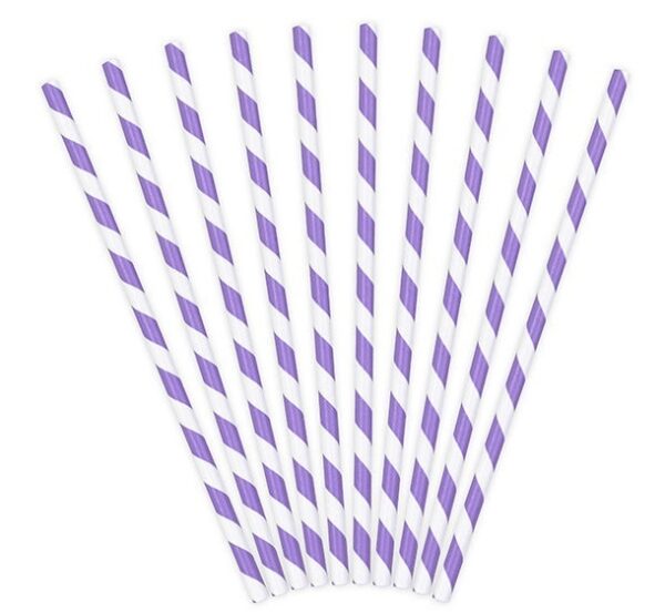 Cannucce in carta 19,5 cm Spirale Bianco e Lilla 10 pz *