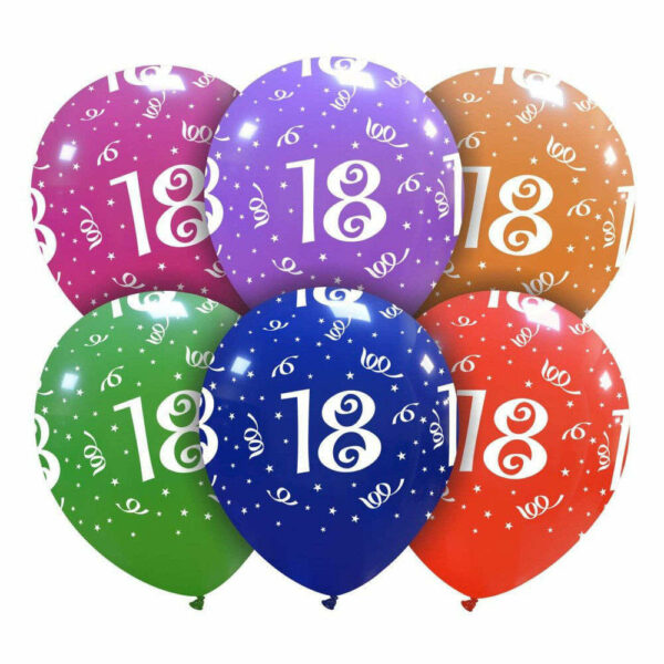 Palloncini in lattice 5" 13 cm Colorati con stampa 18 Anni 100 pz *