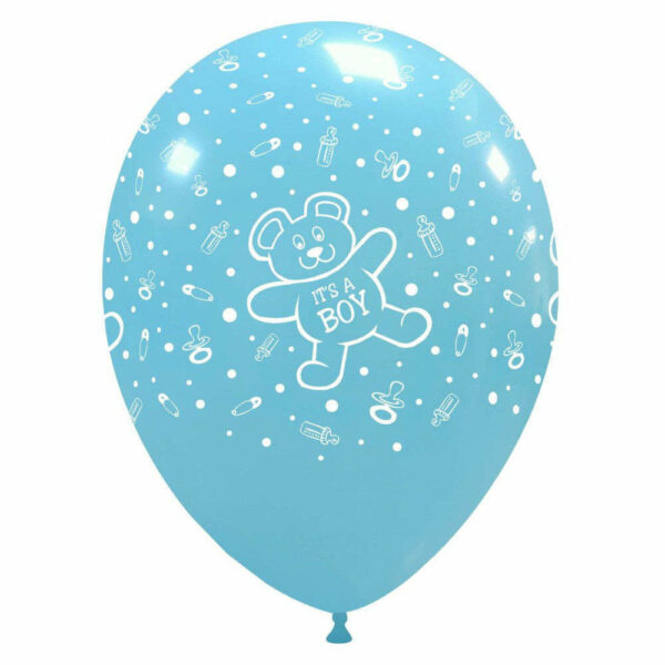 Palloncino in lattice 12'' 30 cm Azzurro con stampa It's a boy 100 pz *