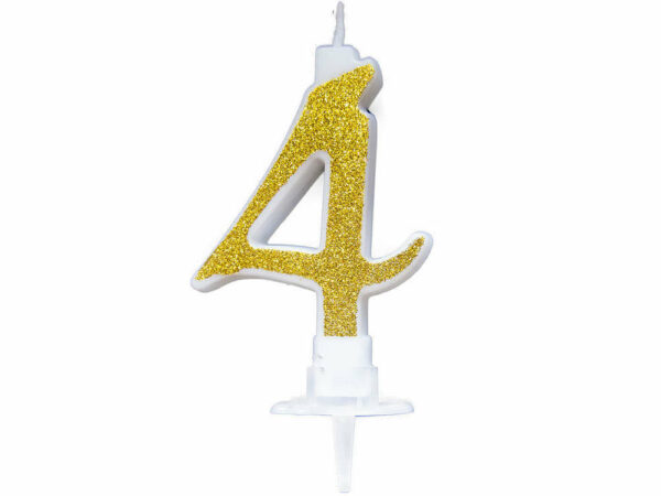 Candela 7 cm Glitter Oro numero 4 *