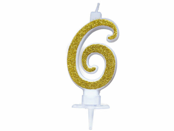 Candela 7 cm Glitter Oro numero 6 *