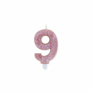 Candela Numero 9 Rosa Gold Glitter 9 cm *