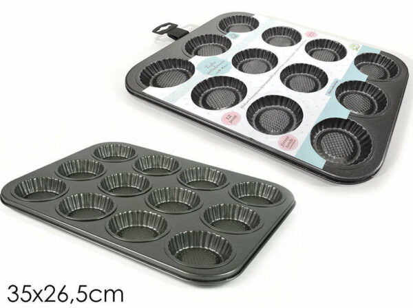 Teglia Antiaderente 12 crostatine - 35x26,5 cm altezza 1,8 cm *