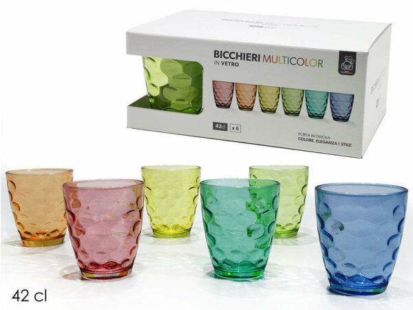Bicchieri in Vetro Multicolor 42 cl 6 pz *