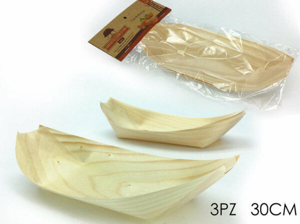 Barchetta 30 cm in legno di pino 3 pz *