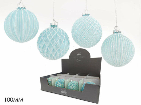 Palla di Natale in Vetro 10 cm Celeste *