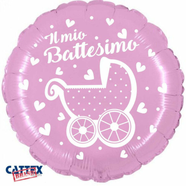 Palloncino Mylar 18'' 45 cm Il Mio Battesimo Rosa *