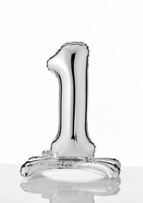 Palloncino Mylar Argento autoportante 70 cm numero 1