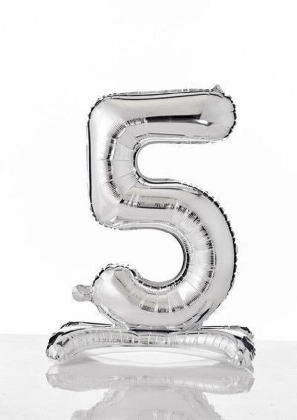 Palloncino Mylar Argento autoportante 70 cm numero 5