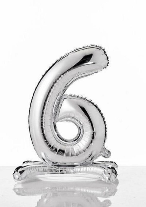 Palloncino Mylar Argento autoportante 70 cm numero 6