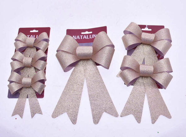 Coccarda Fiocco Rosa per decorazione Natalizia - modelli assortiti *