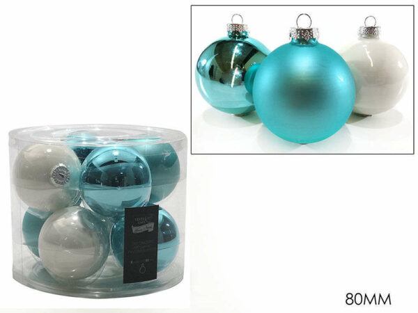 8 Palle in vetro 80 mm colore Turchese *