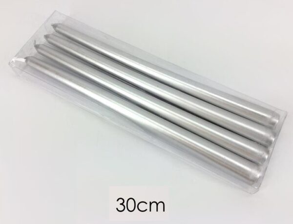 Set 4 Candele Lisce 30 cm Argento *