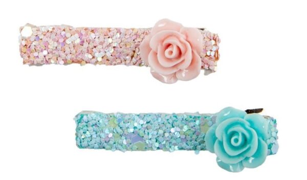 Boutique 2 Fermagli Capelli Glitter Rosette *