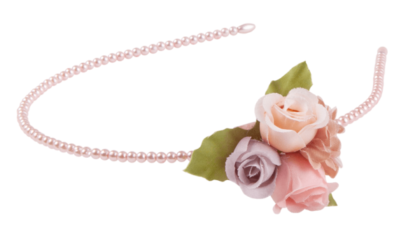 Boutique Cerchietto Boutique con Perle e Fiori Rosa *