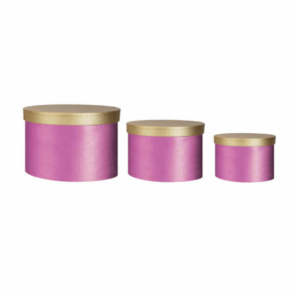 Scatola Tondo Fucsia con coperchio Oro 16x14 cm *