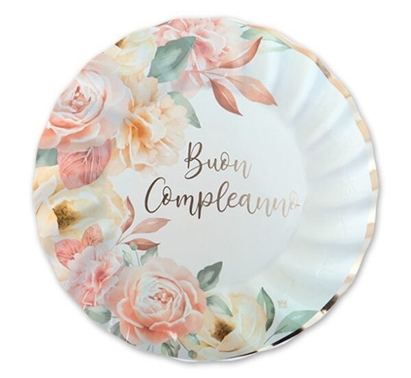 Piatti in carta 20 cm Buon Compleanno Rose Gold 8 pezzi *