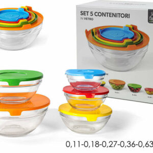 Set 5 Contenitori in Vetro con coperchio ermetico *
