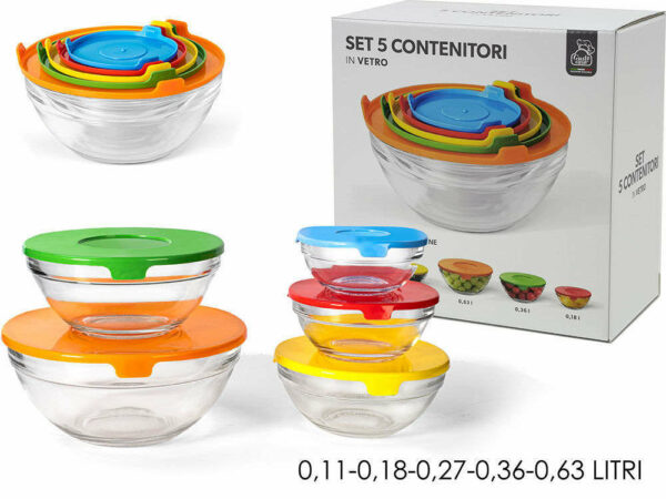 Set 5 Contenitori in Vetro con coperchio ermetico *