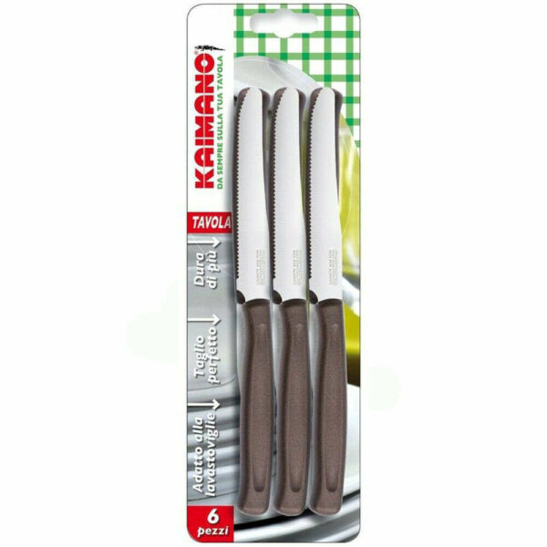 Kaimano Coltello Lama Lunga manico marrone 6 pezzi *
