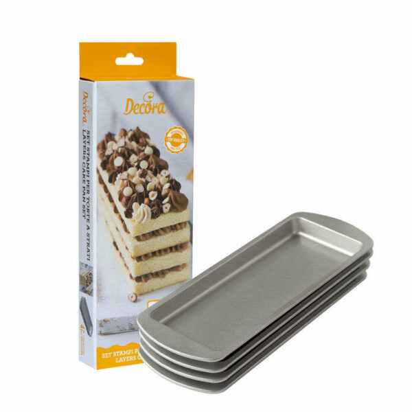 Set 4 Stampi rettangolari 25,5x10,5 altezza 2 cm *