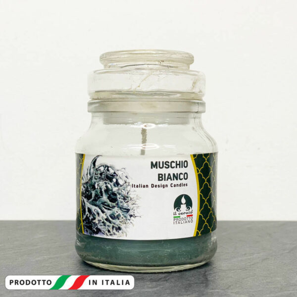 Giara in vetro 7x10 cm con Candela profumata Muschio Bianco *