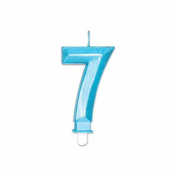 Candelina Diamant Blu Metal 9 cm numero 7 *