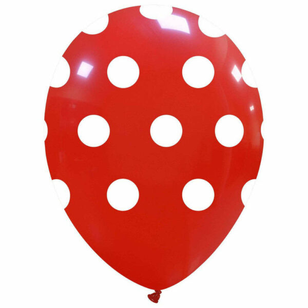 Palloncini in lattice 12'' 30 cm Rosso con pois bianchi 100 pezzi *