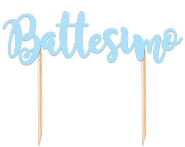 Cake Topper Italic 20x13 cm Battesimo Celeste *