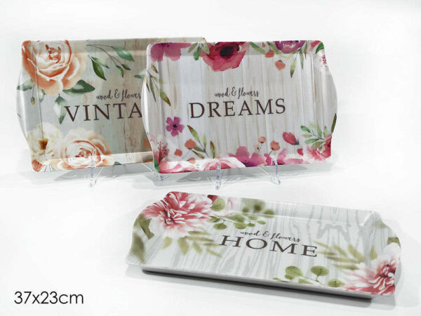 Vassoio con stampa fiori 37x23 cm *