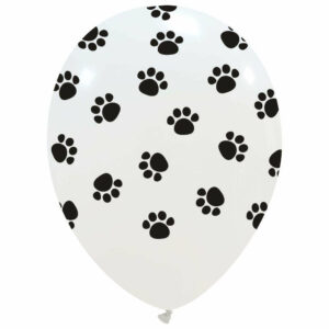 Palloncino in Lattice 12” Bianco con stampa Zampette nere 100 pezzi *
