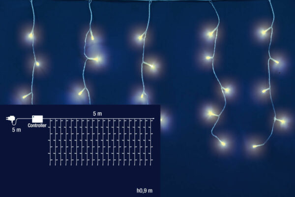 Tenda 160 LED Bianco Caldo 5 metri x 90 cm 8 Funzioni *