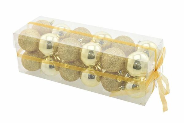 Box 24 sfere 6 cm Oro Lucido con glitter *