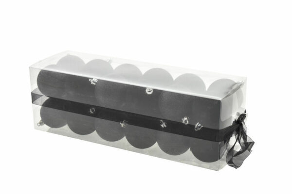 Box 24 sfere 6 cm Velluto Nero con glitter *