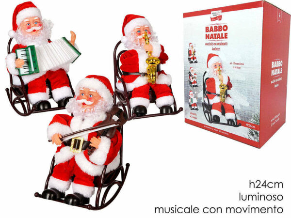 Babbo Natale seduto con luci movimento e suoni *
