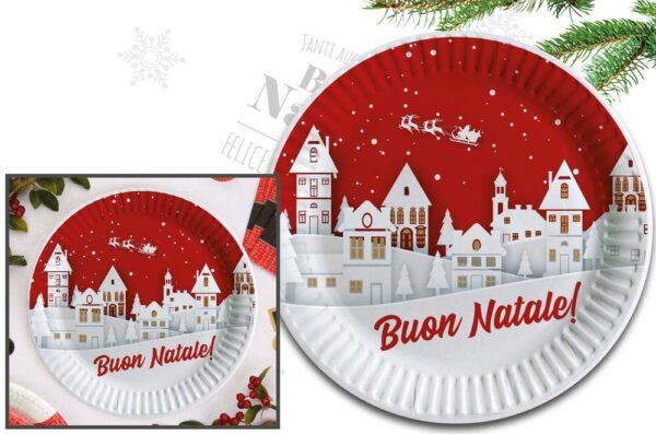 Piatti in carta xmas village 10 pezzi *