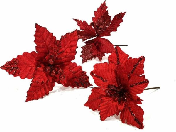 Fiore Velvet Rosso con glitter *