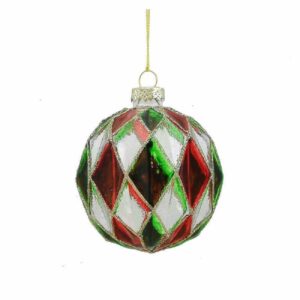 Palla in vetro 100 mm Decorazione Rombi Tricolore *