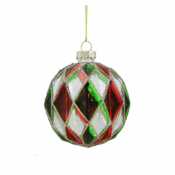 Palla in vetro 100 mm Decorazione Rombi Tricolore *