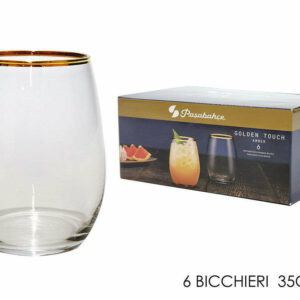 Set 6 Bicchieri Amber bordo oro 35 cl *