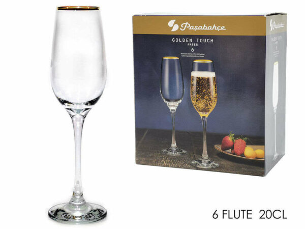 Set 6 Flute Amber bordo oro 20 cl *