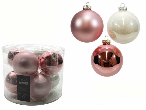 Set 8 palle in vetro 80 mm rosa *